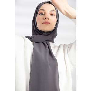 Élégant châle en mousseline pour femme, anthracite, long, léger, style traditionnel, accessoire de coiffure - Product Image 3