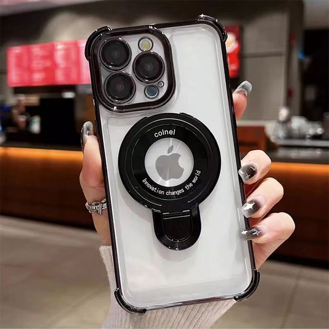 Luxury Electroplated TPU Transparent PC Back Magnetic Mobile Phone Covers and Holders Phone Case for Iphone17 16 15 14 13 Pro