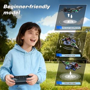 Avion de chasse RC en mousse avec lumière, décollage à une touche, mode sans tête, pour enfants de 8 à 13 ans, prêt à voler en intérieur et en extérieur - Product Image 2