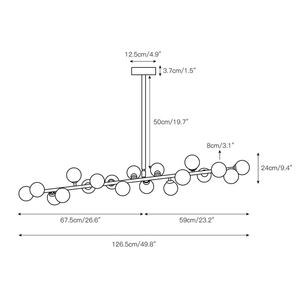 <span class=keywords><strong>Lampadario</strong></span> rotondo Heracleum, pendente barra di derivazione con sfumature <span class=keywords><strong>a</strong></span> globo opale, luce <span class=keywords><strong>a</strong></span> <span class=keywords><strong>sospensione</strong></span> nera opaca per sala da pranzo e cucina - Product Image 3