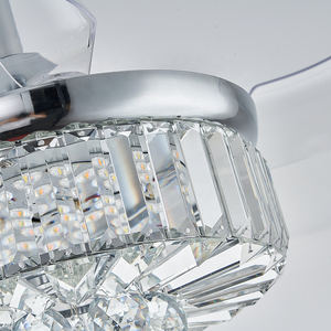 Ventilateur de plafond en cristal au design moderne européen, lumière LED blanc chaud et <span class=keywords><strong>télécommande</strong></span> argentée, lustre DC 40W avec fonctions rétractables - Product Image 5