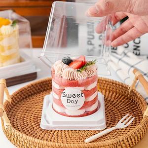 Emballage de desserts carré en plastique PET transparent jetable Boîtes <span class=keywords><strong>à</strong></span> gâteaux formées sous vide avec fourchette pour usage alimentaire - Product Image 1
