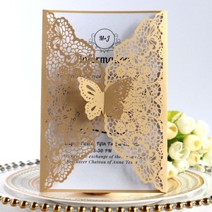 Tarjeta de felicitación de boda con corte láser, tarjeta de invitación festiva de color azul intenso, tarjeta de felicitación con diseño europeo, invitación de boda con patrón europeo - Product Image 2