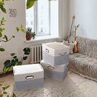 Ensemble de paniers de rangement pliables en lin extra-larges, design minimaliste, écologique, pour placard, armoire, literie