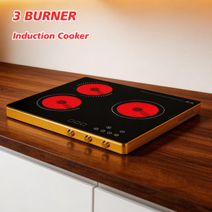 Table de cuisson à induction 3 brûleurs, design compact, 3500W, acier inoxydable, cuisson rapide, économie d'énergie, trois brûleurs indépendants - Product Image 5