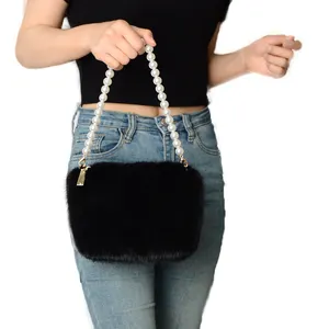 럭셔리 진짜 밍크 모피 지갑 겨울 패션 모피 스타일 핸드백 체인 여성 모피 어깨 가방