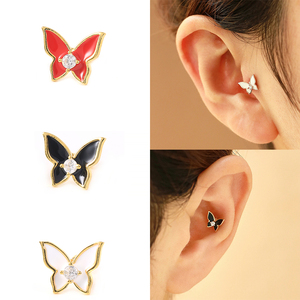 Boucles d'oreilles clous ROXI S925 en argent sterling, papillon, diamant, émail, piercing, 18K - Product Image 2