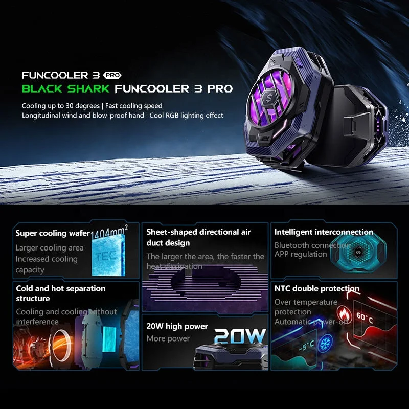 Black Shark FunCooler 3 Pro 冷却ファン Amazon.com: Black Shark Phone Cooler FunCooler 3, Mobile