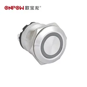 Novos produtos! Interruptor de metal iluminado, anel de metal grande, onpow62, 19mm, 20a, corpo curto