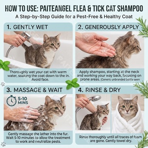 Shampoo pour <span class=keywords><strong>chat</strong></span> <span class=keywords><strong>anti</strong></span>-puces et tiques 300ml, mélange botanique, soin apaisant, protection <span class=keywords><strong>anti</strong></span>-parasitaire, lavage corporel désodorisant, marque privée - Product Image 4