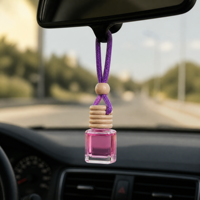 Diffuseur d'arômes pour voiture en verre de 8 ml avec bouchon en bois, cordon suspendu, 6 parfums, logo personnalisé, OEM, désodorisant pour voiture