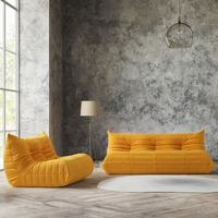 Gelbes Nordisches Modulares Sofa-Set mit Weichem Komfort und Samtbezug, Vakuumkomprimiert für Wohnzimmer-Sitzgelegenheiten