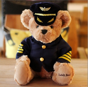 Đội trưởng Gấu tiếp viên gấu thí điểm đồ chơi sang trọng đồng phục kích thước nhỏ hàng không không khí Trung Quốc búp bê có thể là logo - Product Image 1