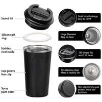 Mug Kopi Terisolasi Stainless Steel Pink 380/510 ml dengan Tutup Lipat, Cangkir Teh Susu untuk Kantor, Rumah Tangga, Botol Vakum untuk Perjalanan Luar Ruangan