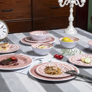 Homeware Nhà cung cấp sang trọng đặc biệt bộ bữa ăn tối tùy chỉnh đồ nấu nướng melamine Bộ đồ ăn Melamine Màu Hồng gập ghềnh Bộ đồ ăn - Product Image 2