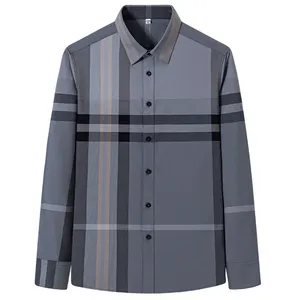 Alta qualità Slim Fit Plaid a maniche lunghe camicie da uomo Smart <span class=keywords><strong>Casual</strong></span> stile inghilterra <span class=keywords><strong>abbigliamento</strong></span> traspirante per la stagione primaverile - Product Image 6