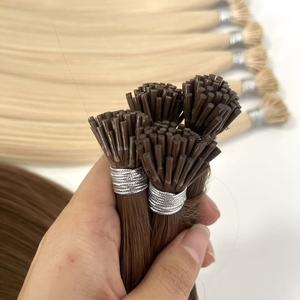 Extensions de <span class=keywords><strong>cheveux</strong></span> humains européens en gros, qualité supérieure, blond glacé balayage, I-Tip, teintes, vierges, super double drawn - Product Image 6