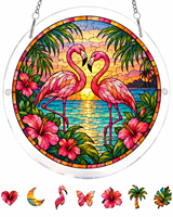 Décoration Murale en Acrylique Imprimé Flamant Tropical, Forme Irrégulière, Pièce Artisanale, Cadeau, Vente en Gros