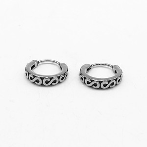 yunnique Tibetan <b>Silver</b> <b>Huggie</b> Earrings 316 Stainless Steel Geometric Design For Men And Women Fashion Jewelry - Product Image 1