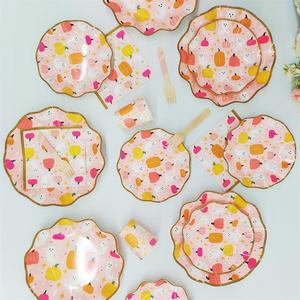 จานขนมหวานรูปผีฟักทองสีชมพู DAMAI ชุดอุปกรณ์ปาร์ตี้แบบใช้แล้วทิ้ง ถ้วยกระดาษ ผ้าเช็ดปาก จานกระดาษ ชุดภาชนะสำหรับงานปาร์ตี้ฮาโลวีน - Product Image 2