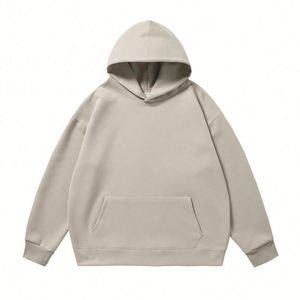 H5405 Wholesale Custom 380 GSM Cotton Blends <b>Drop</b> Shoulder Blank Hoodies Oversized Plain Men's Hoodies - Product Image 3
