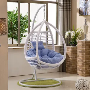 Mobilier de jardin moderne en forme d'oeuf en osier pour jardin Patio en rotin Fauteuil œuf suspendu balançoire avec support