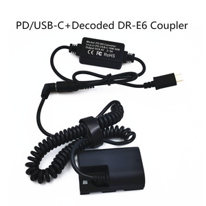 USB-C PD Cable adaptador decodificado ACK-E6 LP-E6 DRE6 para Canon EOS 5D Mark IV II 5DS R 5D4 5D2 5D3 6D 6D2 7D 7D 60D 60Da 70D 80D <span class=keywords><strong>90D</strong></span> - Product Image 5