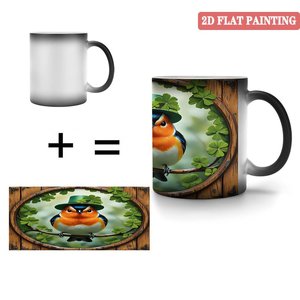 Standard Size Sublimation <b>Ceramic</b> <b>Mug</b> 11oz Frosted Black Heat Sensitive Magic Coffee Cup - Product Image 4