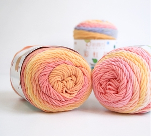 Sợi len cotton pha nhuộm 5 sợi hình bánh cầu vồng nhiều màu làm khăn quàng cổ thủ công tự làm, túi len đan móc - Product Image 1