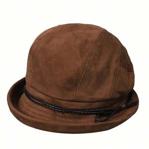 Sombrero de Pescador de Gamuza Estilo Slouch para Mujer, Novedad 2025, a la Moda, Vintage, Otoño Invierno, Casual - Product Image 5