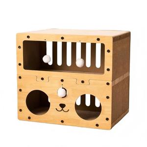 Maison-grattoir pour chat 2 en 1 en carton, résistante à l'usure et sans perte de fibres, lit-caverne multifonctionnel pour chat d'intérieur, fournitures pour animaux de compagnie - Product Image 1
