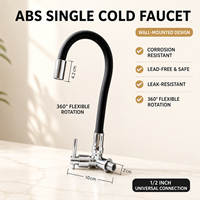 Robinet de cuisine mural moderne et flexible, corps en plastique, rotation à 360 degrés, monocommande, eau froide, robinet d'évier, valve en céramique