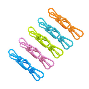 Clothespins Household Drying <b>Clips</b> Round <b>Hook</b> Type Plastic Coated Durable For Socks And Trouser Legs - Product Image 3
