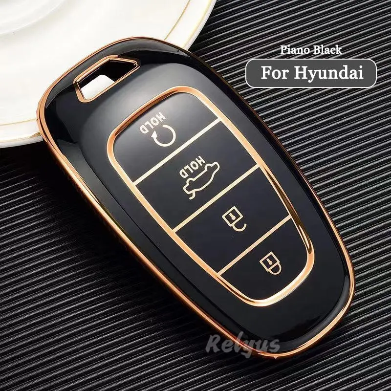 Custom Design Auto Tpu 4 Buttons Car Remote Key Cover Case For Hyundai Tucson Solaris Sonata Hybrid Nexo Nx4 Santafe Dn8 Keyless
