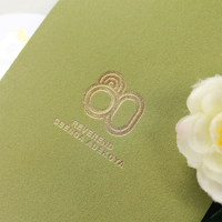 Tarjeta de Menú de Papel de Terciopelo Verde con Impresión de Lámina Dorada Personalizada, Tarjeta de Menú para Mesa de Cena o Fiesta