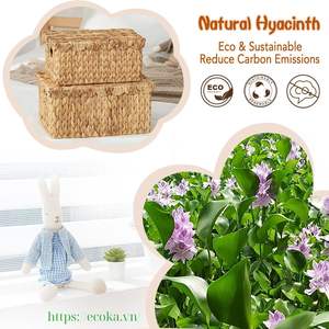 Cestas y Contenedores Rectangulares de Ratán Ecológico de Vietnam con Tapas y Asas para Organizar Juguetes y Ropa de Niños - Product Image 5