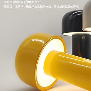 โคมไฟตั้งโต๊ะรูปเห็ด LED สีเหลือง E27สวิตช์แบบปุ่มกดสำหรับห้องนอนห้องนั่งเล่นไฟอ่านหนังสือโคมไฟตั้งโต๊ะ - Product Image 4