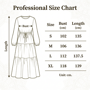 ชุดเดรสพิมพ์ลายมุสลิมสำหรับผู้หญิง ความยาวเต็มตัว เอวผูกเชือก สไตล์เรียบร้อย ขายส่ง - Product Image 5