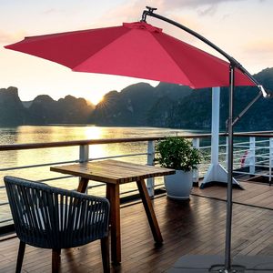 Parasol de terrasse FOXA 10 pieds avec 32 lumières LED solaires, parasol cantilever à manivelle avec base croisée pour extérieur - Product Image 2