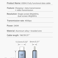 Câble de transfert de données USB C 4 40 Gbps 8k 60 Hz, charge PD 240 W pour Thunderbolt 4, Macbooks, iPad Pro, hub, station d'accueil