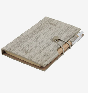 Carnet personnalisé aspect bois avec notes adhésives et marque-pages – Coffret cadeau promotionnel avec logo – Vente en gros - Product Image 1