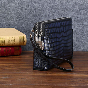Vendita calda grande borsa pochette in pelle di coccodrillo per <span class=keywords><strong>uomo</strong></span> su misura Casual di lusso con Logo in vacchetta decorazione antifurto cerniera - Product Image 5