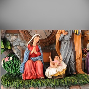 Produits en stock 24cmH Statue de la Sainte Famille Statues en résine religieuse catholique avec horloge à <span class=keywords><strong>coucou</strong></span> Modè<span class=keywords><strong>le</strong></span> de la Sainte Famille - Product Image 6