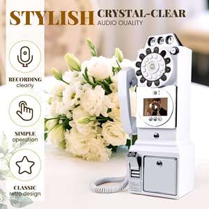 1080P HDビデオゲストブック壁に取り付けられたアンティーク電話カメラコード付き電話結婚式誕生日卒業メッセージ結婚式 - Product Image 5