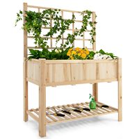 Jardinière en bois avec treillis debout lit de jardin surélevé support de boîte à plantes surélevé pour fleur grimpante herbe végétale