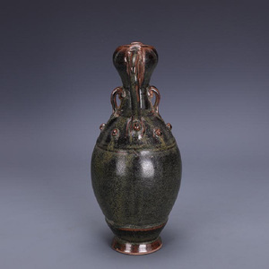 Jarrón de Porcelana Antiguo de la Dinastía <span class=keywords><strong>Song</strong></span>, Estilo Horno Yue, Esmaltado al Estilo Té, con Doble Asa y Forma de Tambor, Envejecido Artificialmente, Adorno Coleccionable - Product Image 2