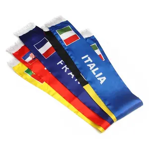 Custom Design Satin Material Fast Delivery Low MOQ Scarf With Tassel football fans acrylic scarf