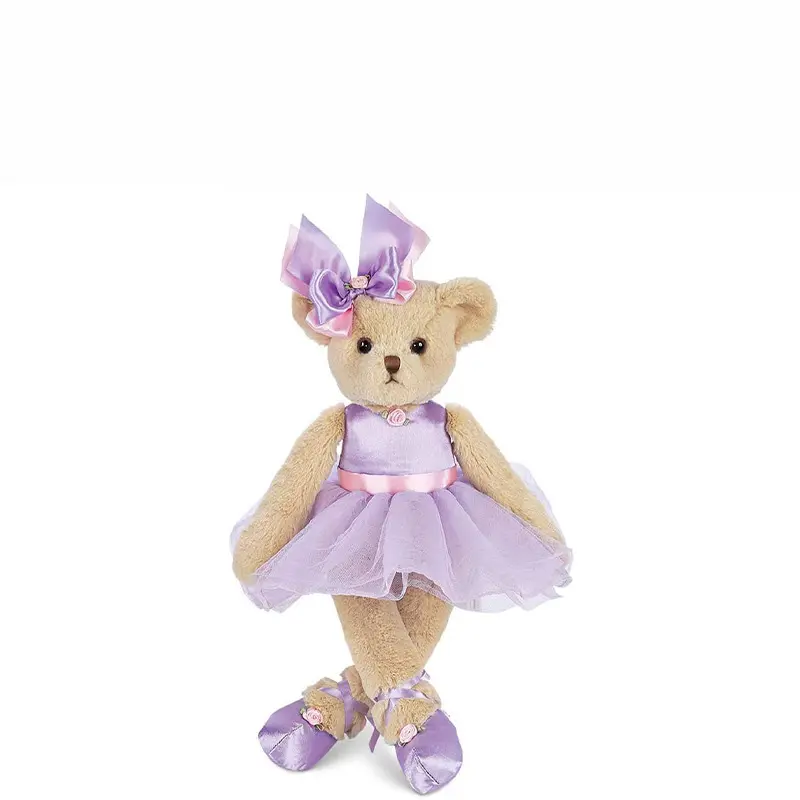 Custom Logo Ballet Valentine Day Teddy Bear Plush Flower Ballerina 15" Dress Plushies Toy Stuffed Animal For Little Girl Dancer