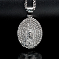Hip Hop Croix Jésus CZ Religieux Anti Non Ternir Jésus Pvd En Acier Inoxydable Bijoux De Mode Pendentifs Colliers pour Hommes Rappeur