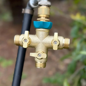Divisor de manguera de jardín de latón, válvula de 3 vías, rosca de 3/4 pulgadas para riego, duradero, estándar ANSI - Product Image 5